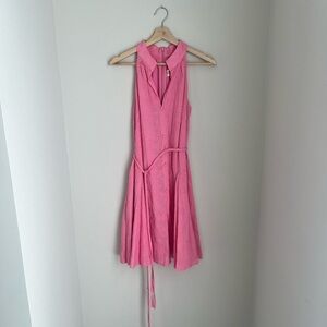 Eliza J Pink Sleeveless V-Neck Midi Dress with Braided Belt